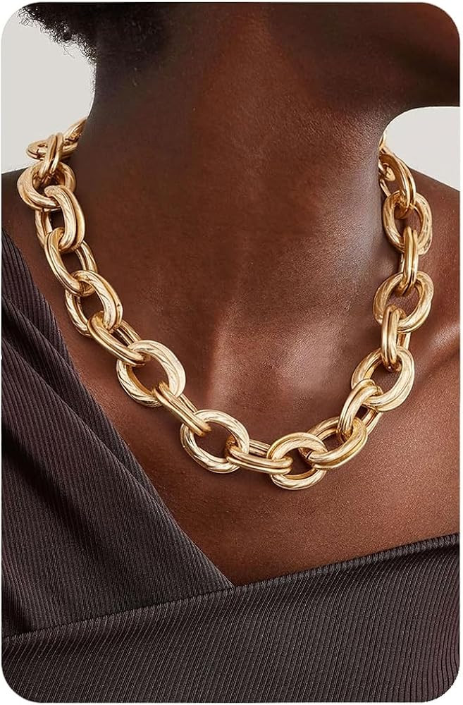 Magitaco Chunky Choker Necklace for Women, Cuban Link Chain Thick Statement Necklace, Big Double ... | Amazon (US)