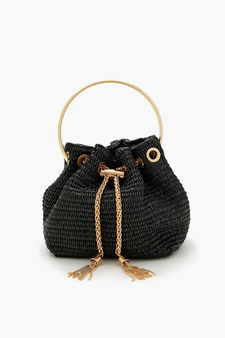 Women's Straw Bucket Bag in Black | Forever 21
