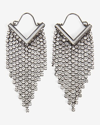 Rhinestone Fringe Drop Earrings | Express