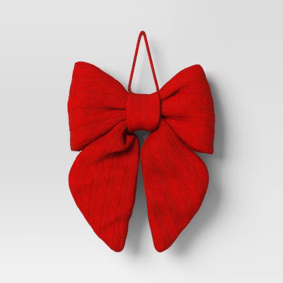 14"x19" Christmas Jumbo Cable Knit Bow Wall Decor Red - Wondershop™ | Target