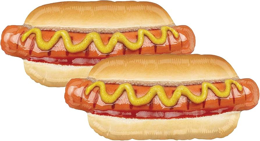 Set of 2 Hot Dog Jumbo 34" Foil Summer Picnic BBQ Party Balloons | Amazon (US)