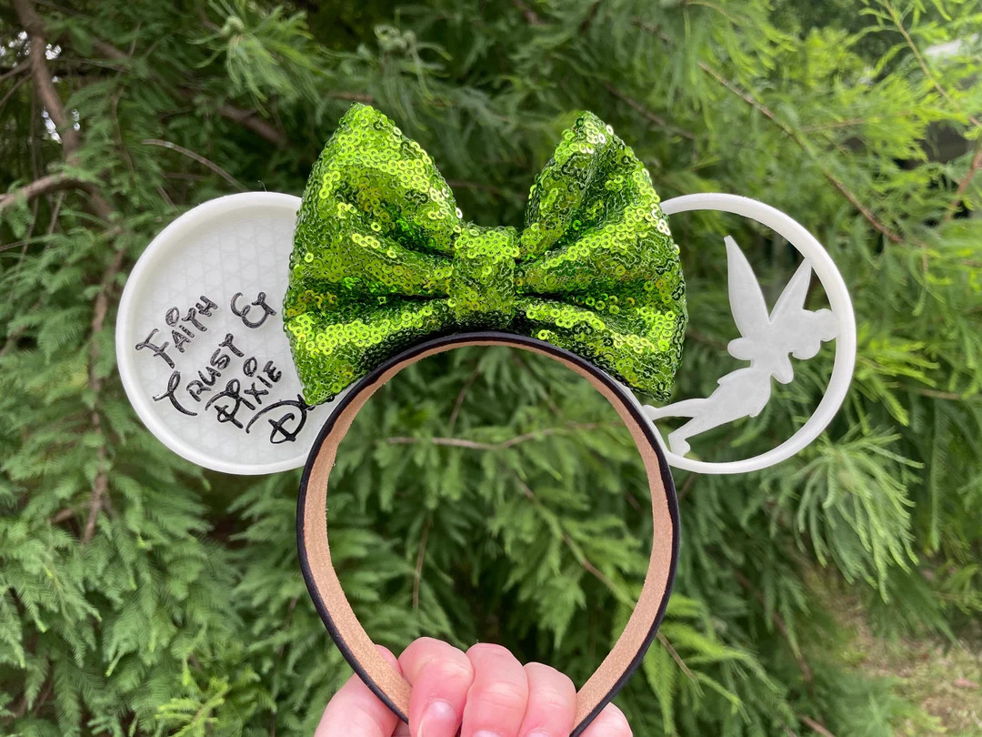 Tinkerbell Glow in the Dark Park Mouse Ears, 3D Tink Minnie Mouse Ears, Tinkerbell Ears, Tinkerbe... | Etsy (US)