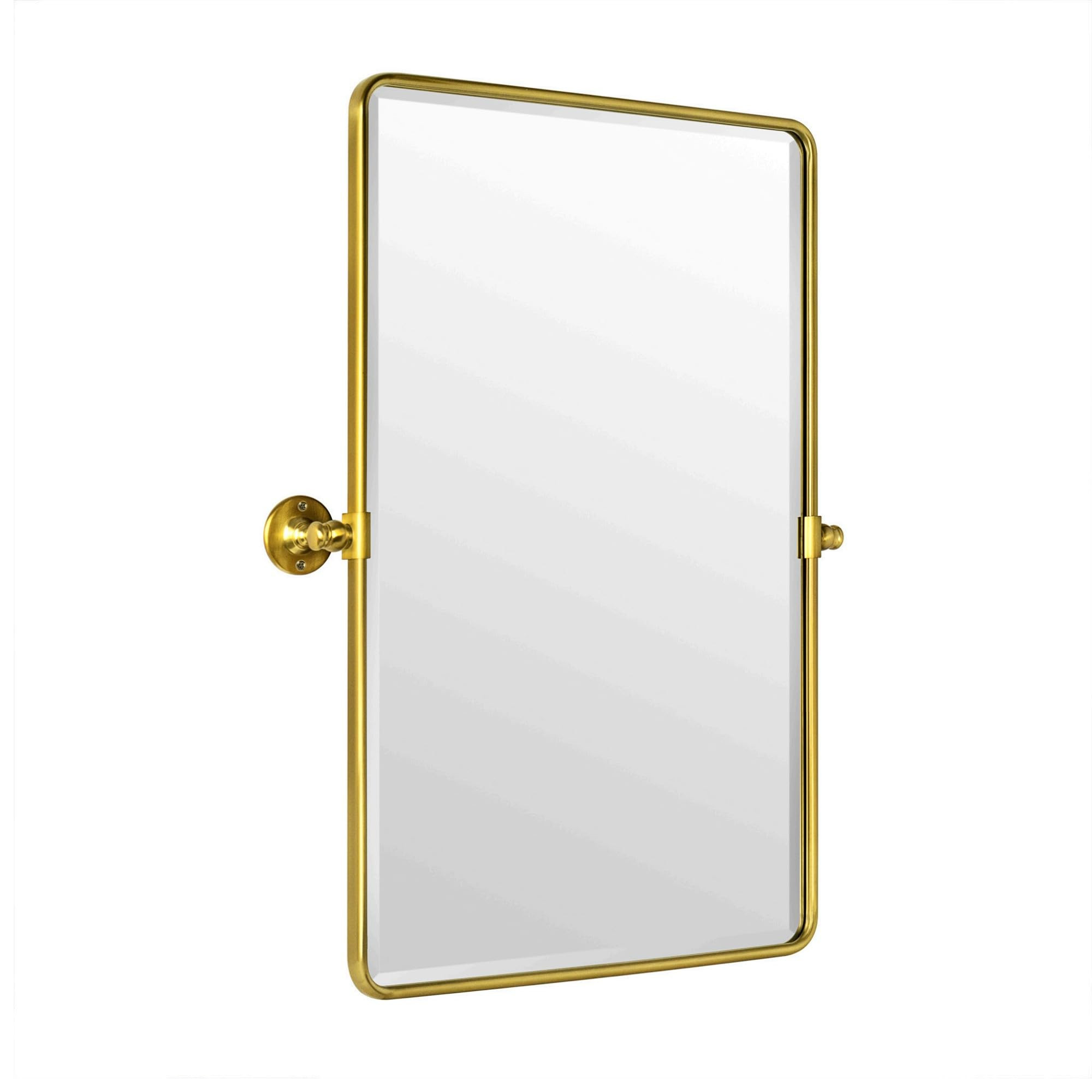 TEHOME 20x30'' Pivot Rectangle Bathroom Vanity Mirror Brushed Gold Rounded Corner Metal Framed Ti... | Amazon (US)