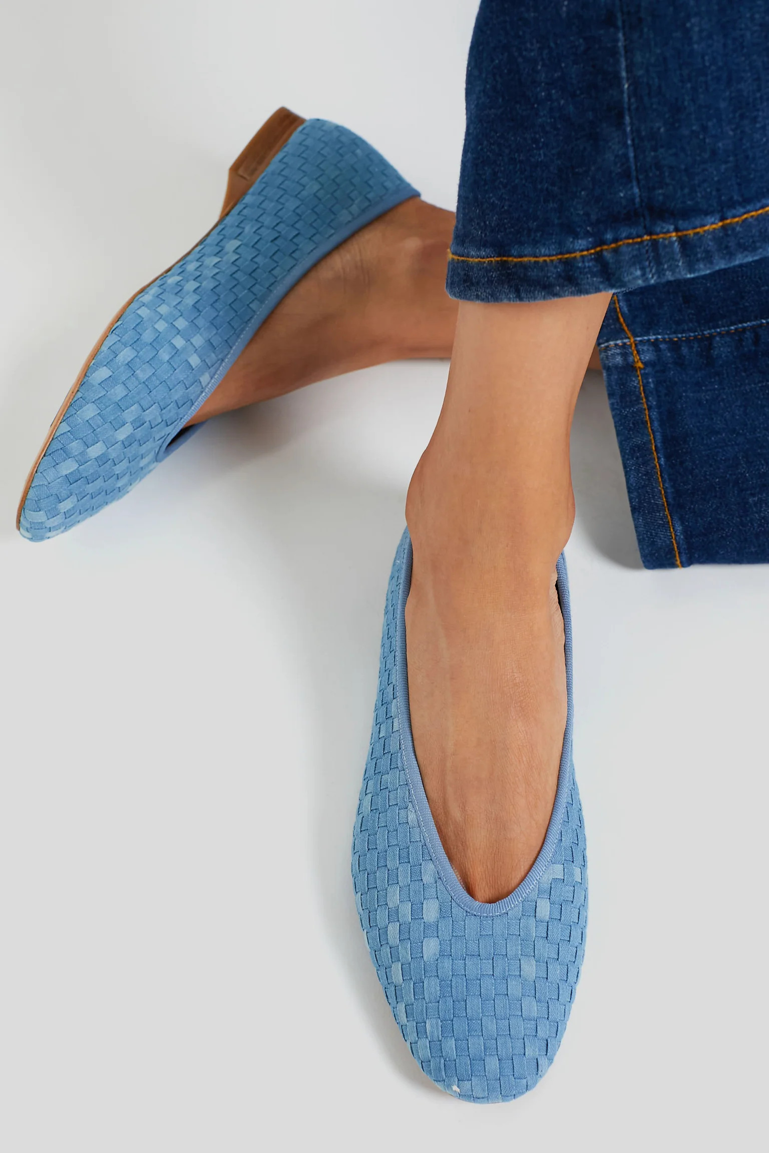 Light Woven Denim Nina Flats | Tuckernuck (US)