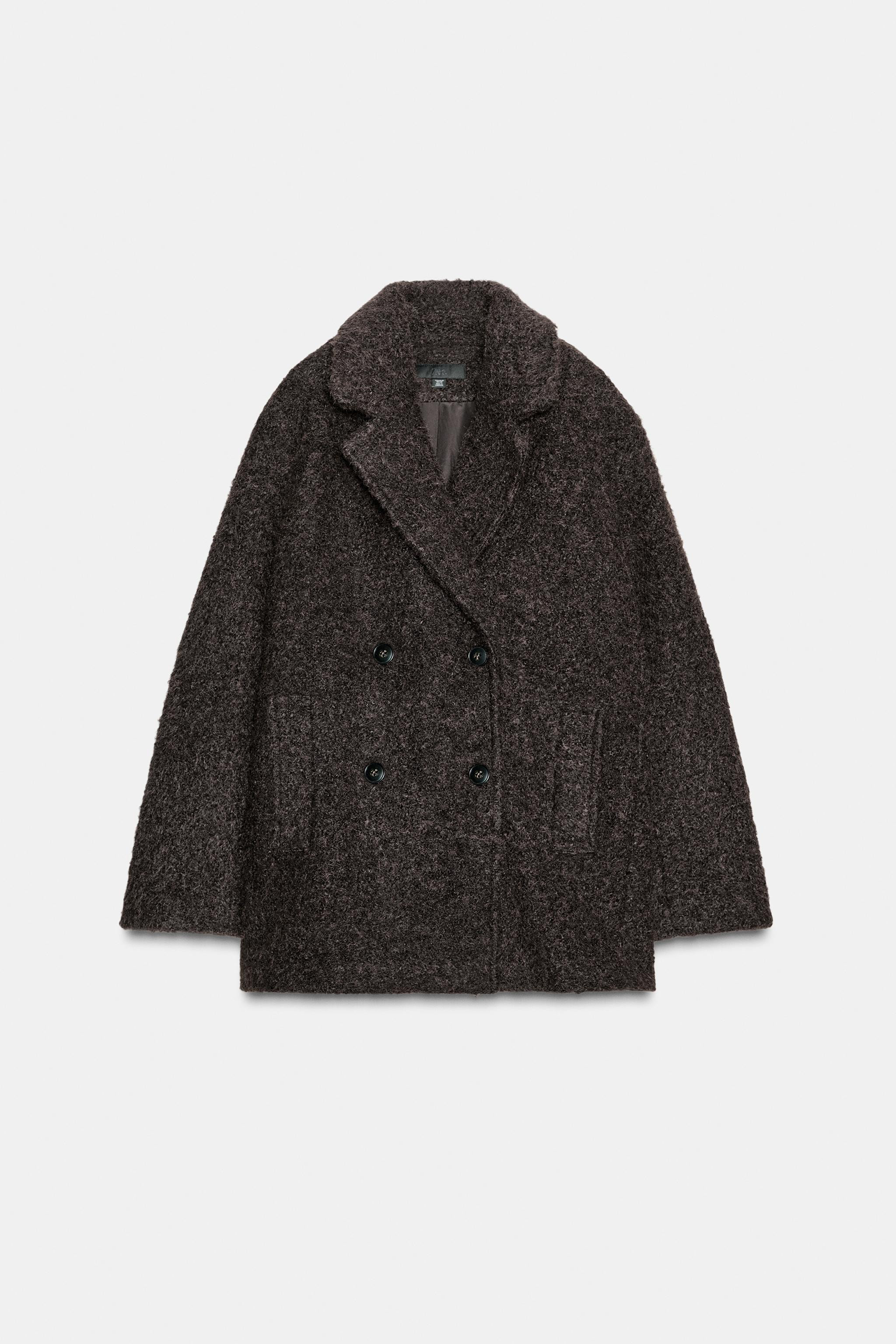 BOUCLÉ DOUBLE-BREASTED MID-LENGTH COAT | Zara US