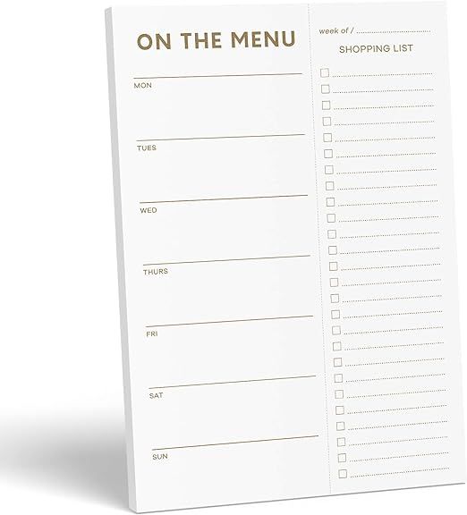 Sweetzer & Orange Meal Planner Notepads - Gold Print Notepad Organiser for Weekly/Daily Food Plan... | Amazon (UK)