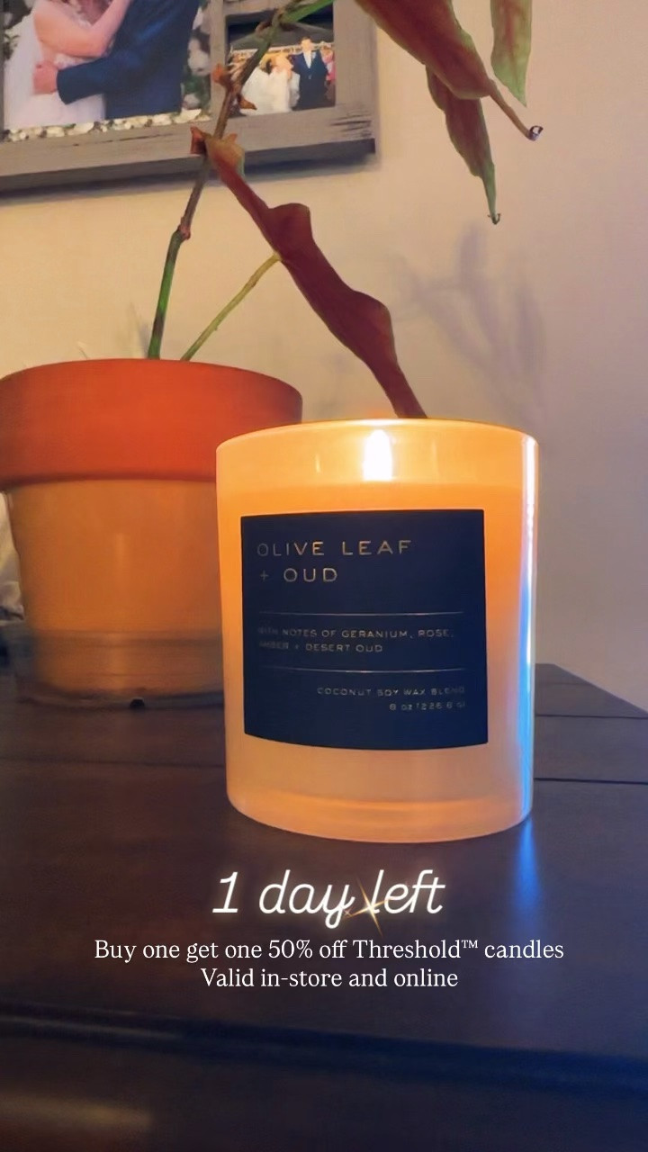 LAST DAY buy one get one 50% off Threshold™ candles at Target

#LTKSaleAlert #LTKHome #LTKSeasonal