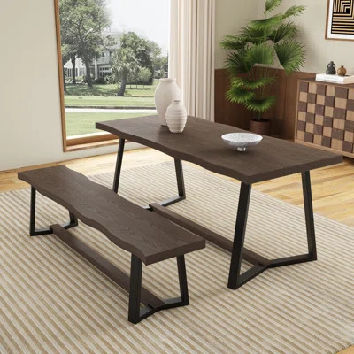 Dining Set With Wavy Design Table And Chair | Wayfair North America