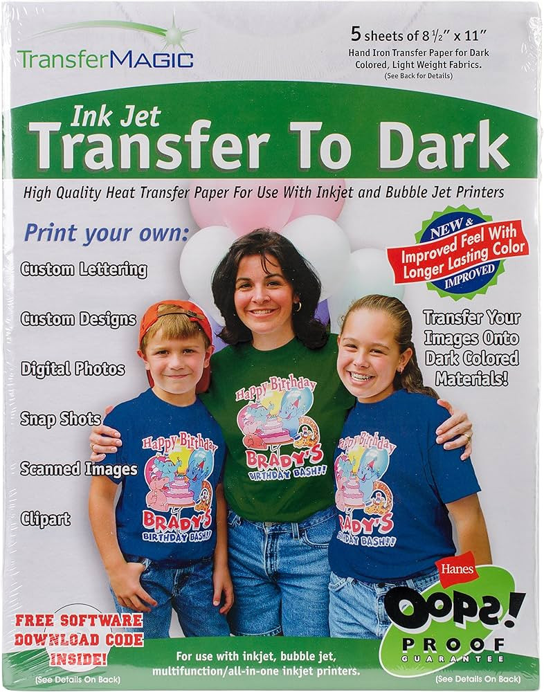 FXTD-5 Ink Jet Transfer Paper for Dark Fabric (5 Pack), 8.5" x 11" | Amazon (US)