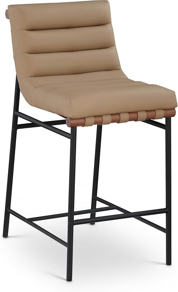 Meridian Furniture 813Tan-C Burke Collection Modern | Contemporary Counter Stool with Soft Vegan ... | Amazon (US)