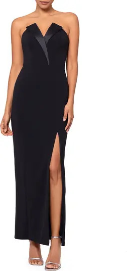 Tux Detail Strapless Column Gown | Nordstrom