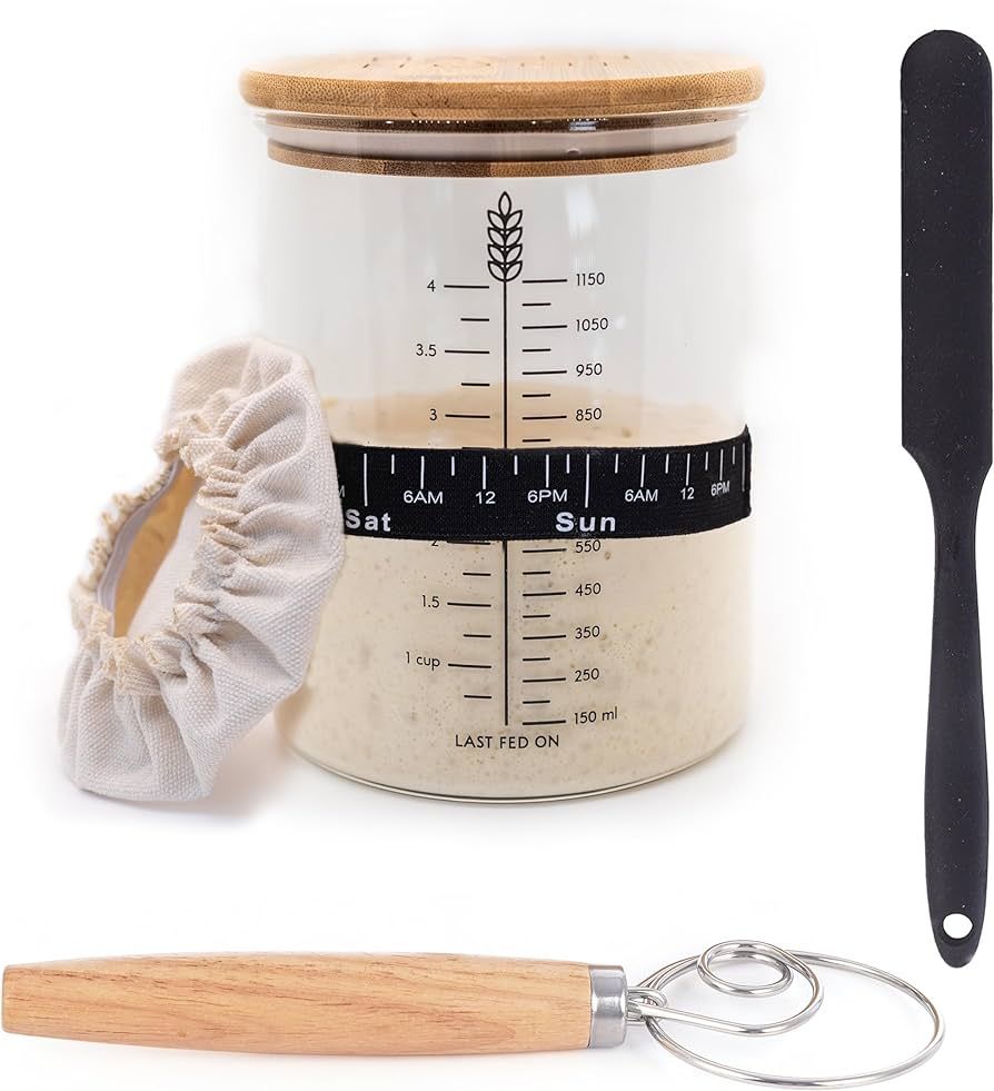 Sourdough Starter Kit | 50oz Wide Mouth Glass Jar | Bread Baking Kit for Beginners | Sourdough St... | Amazon (US)