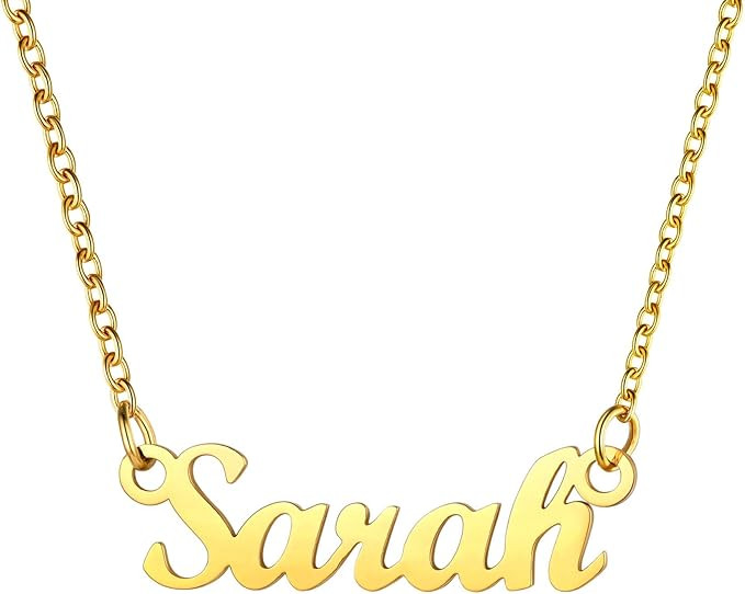 U7 Name Necklace for Women, Personalized Stainless Steel Pendant, Custom Initial Choker, Silver/G... | Amazon (UK)