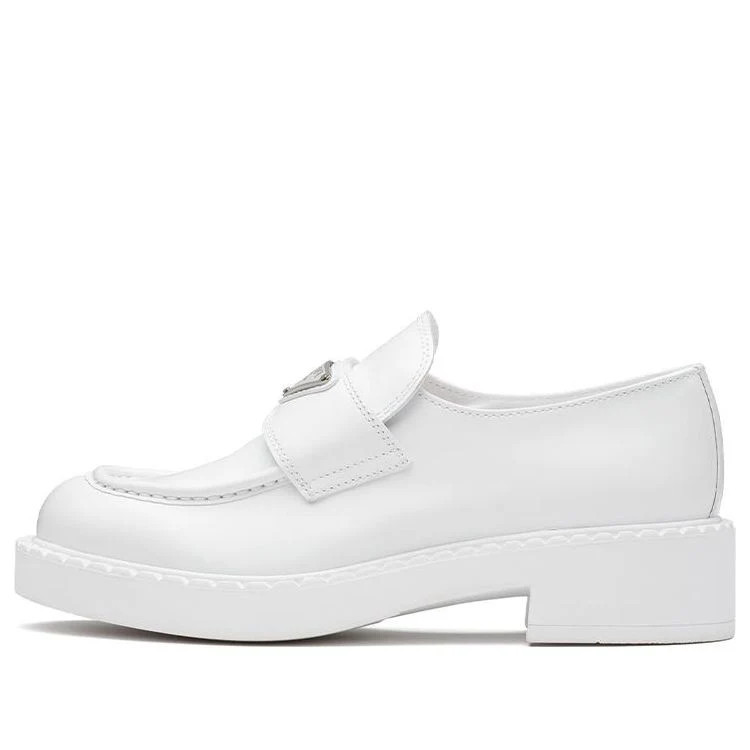 (WMNS) PRADA Chocolate Patent Leather Loafers 'White' 1D246M_ULS_F0009_F_B050 | KICKS CREW
