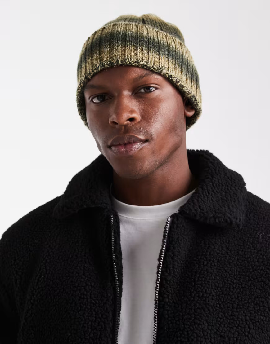 ASOS DESIGN knitted ombre beanie in green | ASOS (Global)