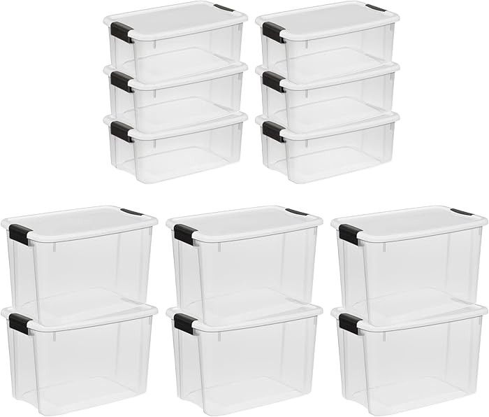Sterilite 30 Quart (6 Pack) & 18 Quart (6 Pack) Clear Plastic Stackable Storage Container Bin Box... | Amazon (US)