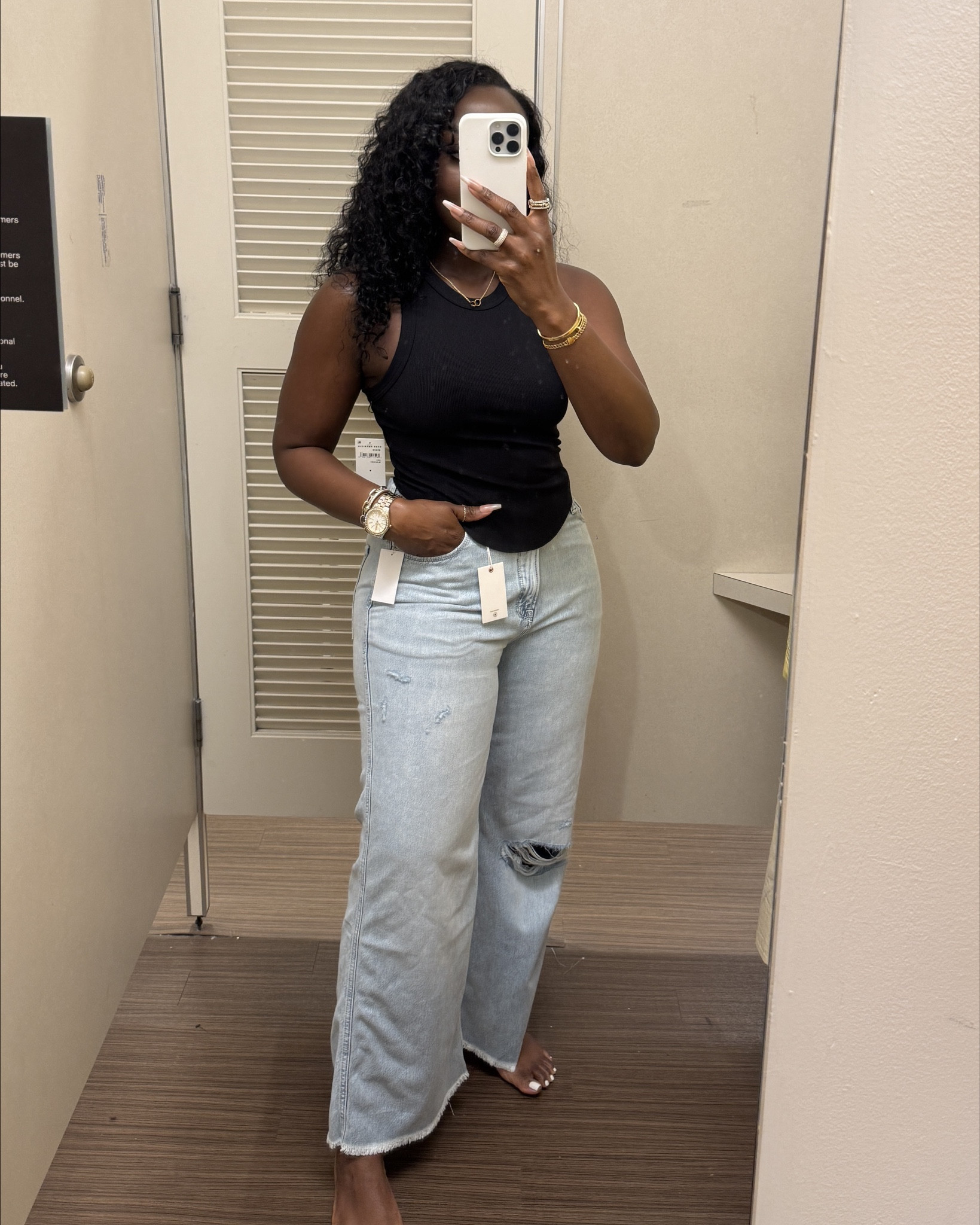 I am in love with the stretch and the fabric of this tank top from Good American. I’m also surprised that I would wear a size 10 in these jeans. The material feels so good and of course I will need to wear a belt to cinch in the waist. OK Macy’s!

#LTKStyleTip #LTKFindsUnder100 #LTKBeauty