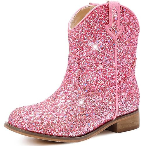 Motasha Toddler Girls Cowgirl Boots Pink Cowboy Boot for Kids Cowgirl Boot Size 10 Horse Riding Shoes Birthday Party Wedding (M7111 Sequin Pink 10) | Amazon (US)