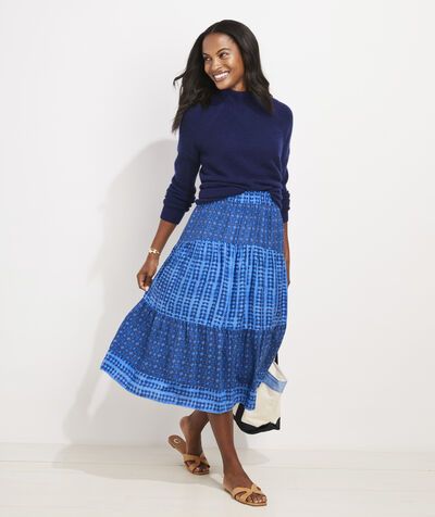 Shibori Smocked Midi Skirt | vineyard vines