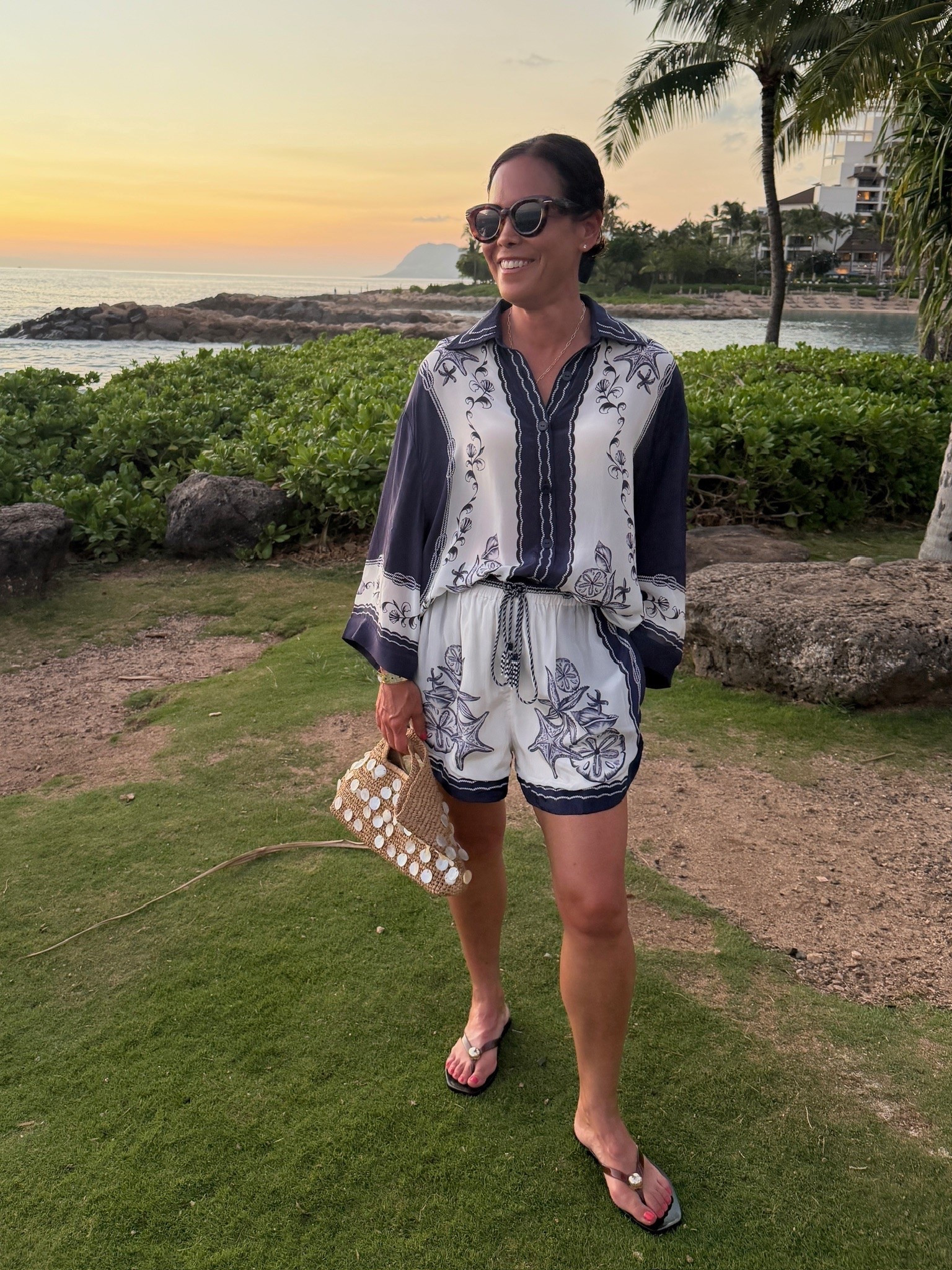 Farm Rio top and bottom both run large, you will want to size down. I am wearing a size XS in the top and and S in the shorts. If you are between sizes in the jelly flops you will want to size up.

#LTKootd #LTKSeasonal #LTKTravel