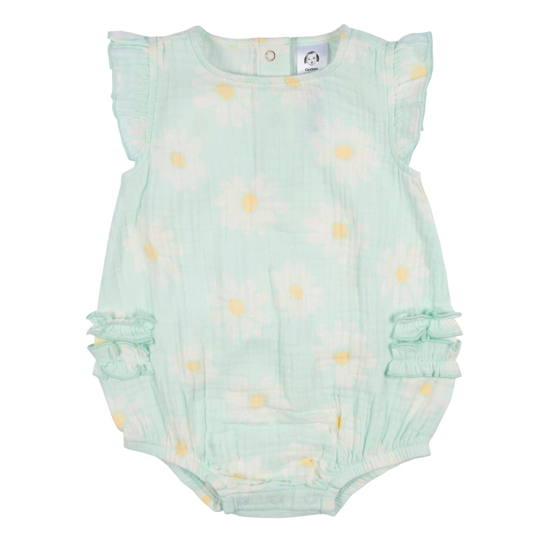 Baby Girls Daisies Gauze Bubble Romper | Gerber Childrenswear