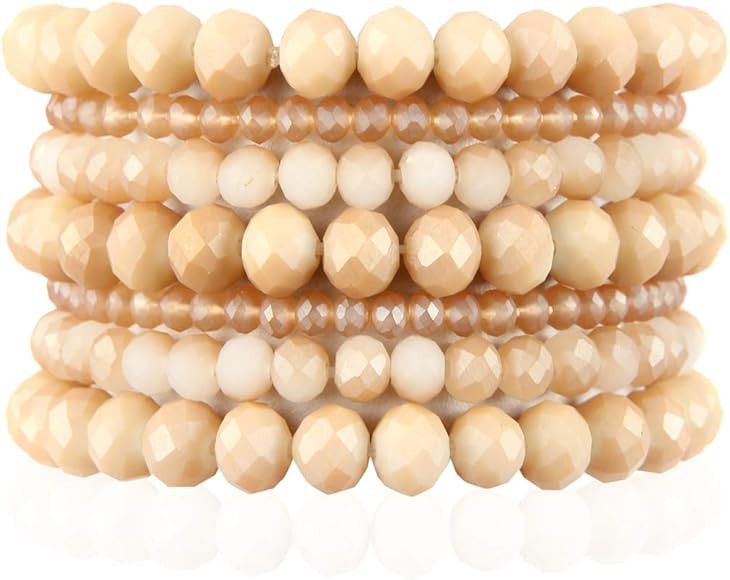 RIAH FASHION Bohemian Multi-Layer Beaded Stacking Statement Bracelets - Versatile Stretch Strand ... | Amazon (US)