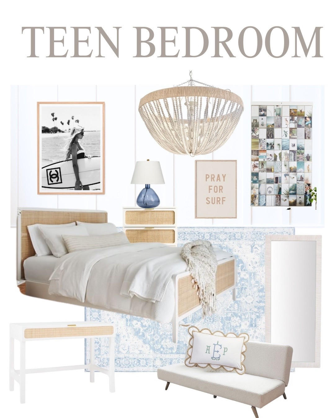 Blending coastal calm with farmhouse charm—Emma’s new bedroom leans beachy, but just enough to keep it grounded in Tennessee.

#LTKFamily #LTKHome #LTKKids