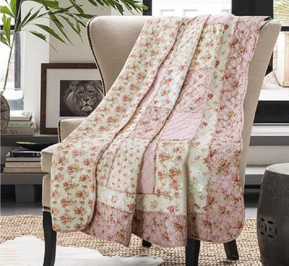Stitching Reversible Floral Patchwork Quilted Throw Pink … | Amazon (US)