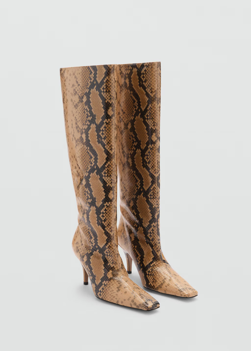 Knee-high leather boots with snakeskin pattern - Women | MANGO USA | Mango (US/MX/AU)