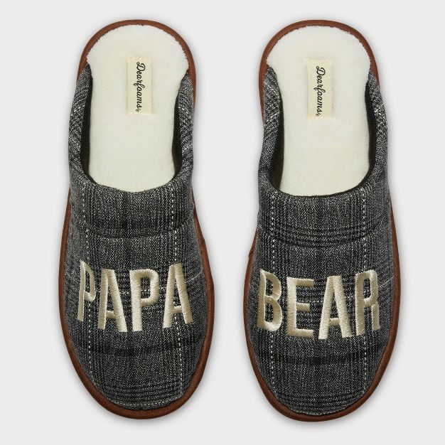Men&#39;s dluxe by dearfoams Papa Bear Fathers&#39; Day Slippers - Gray XL | Target