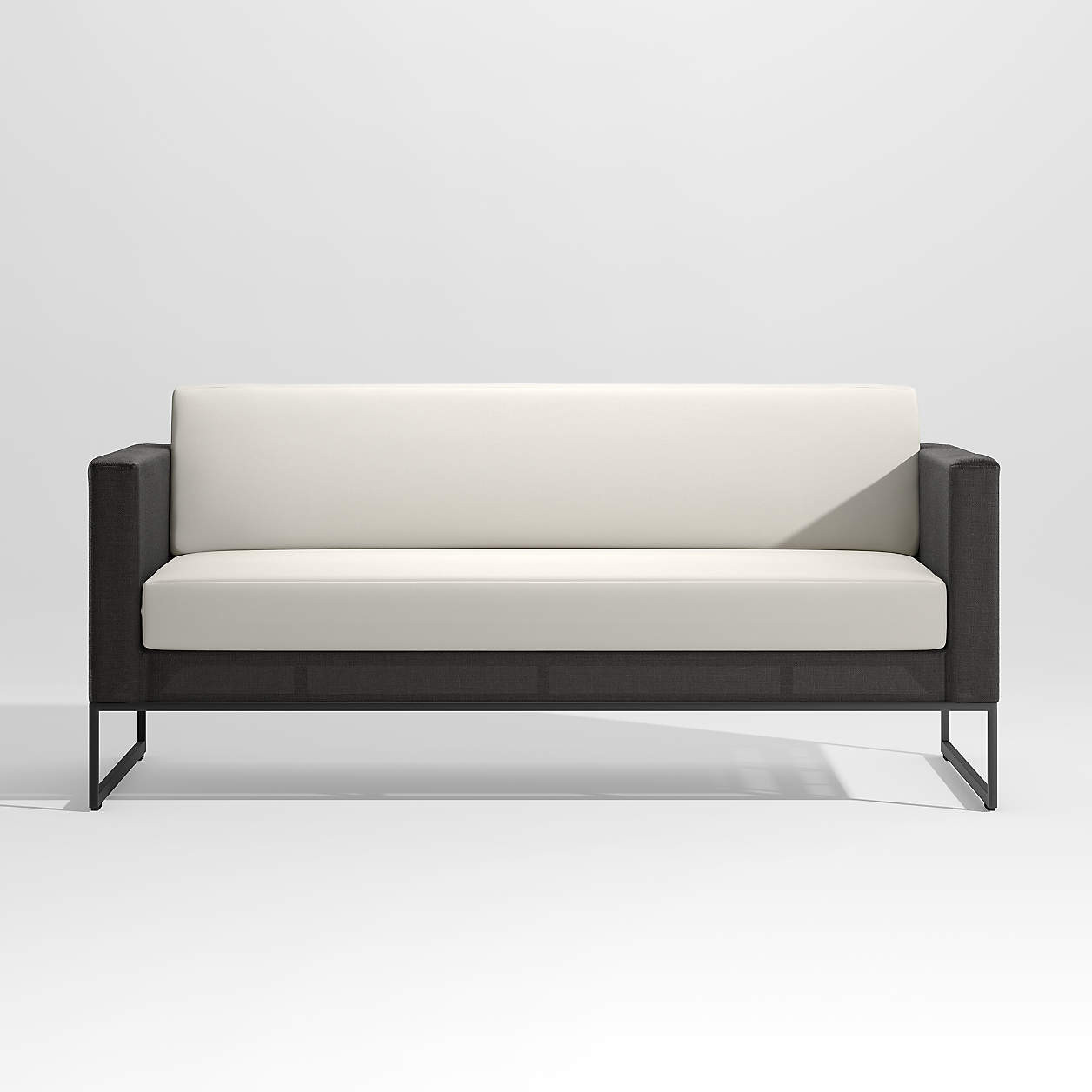 Dune 68" Black Outdoor Sofa with White Cushions + Reviews | Crate & Barrel | Crate & Barrel