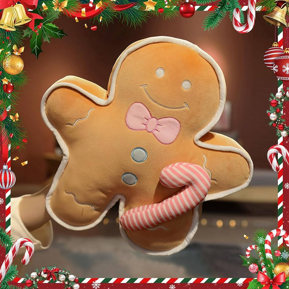 Gingerbread Man Pillows Plush Christmas Gingerbread Shape Pillow Cartoon Christmas Decor Pillow f... | Amazon (US)