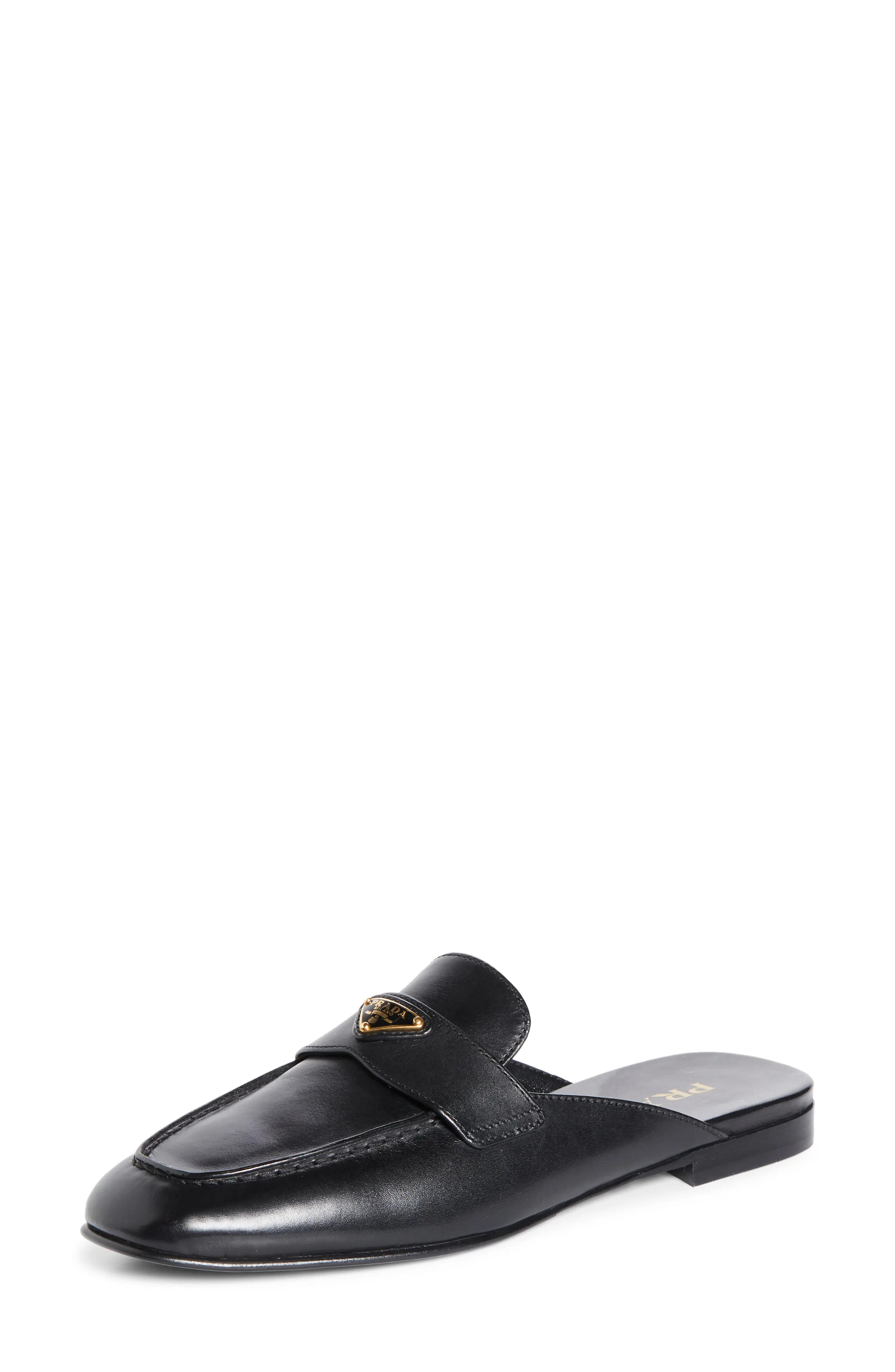 Prada Logo Loafer Mule in Nero at Nordstrom, Size 11Us | Nordstrom