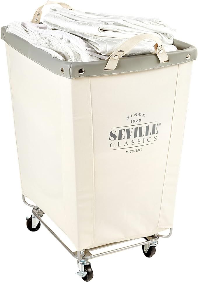 Seville Classics Large Commercial Heavy Duty Rolling Steel Frame Laundry Hamper Canvas Cart Bin, ... | Amazon (US)
