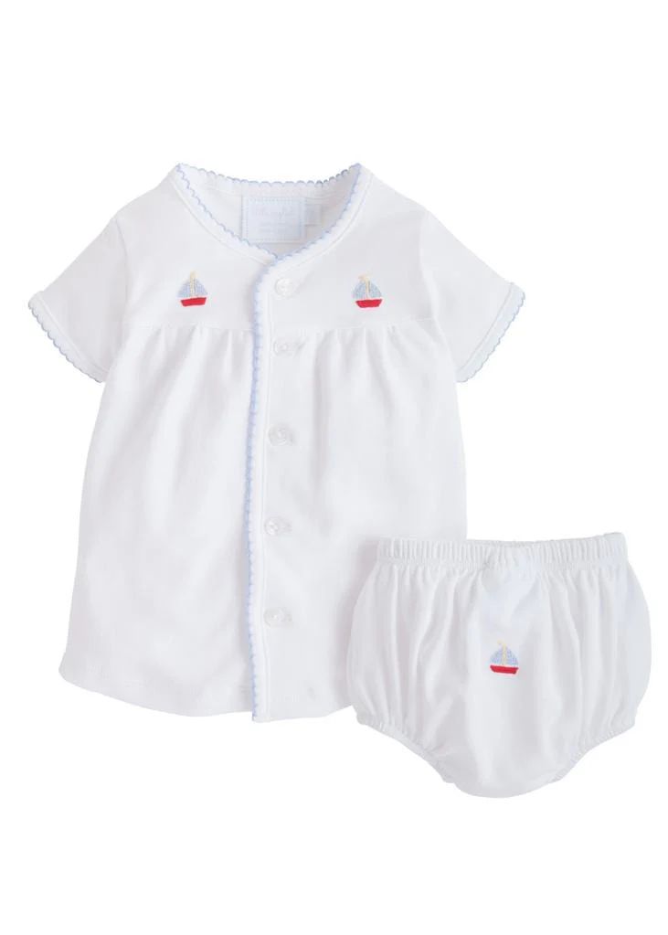 Pinpoint Layette Knit Set - Sailboat | Little English