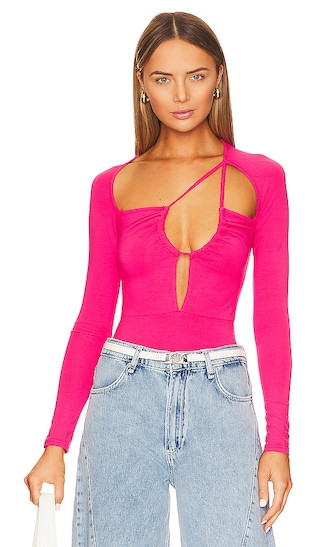 Aranza Ruched Bodysuit in Pink | Revolve Clothing (Global)