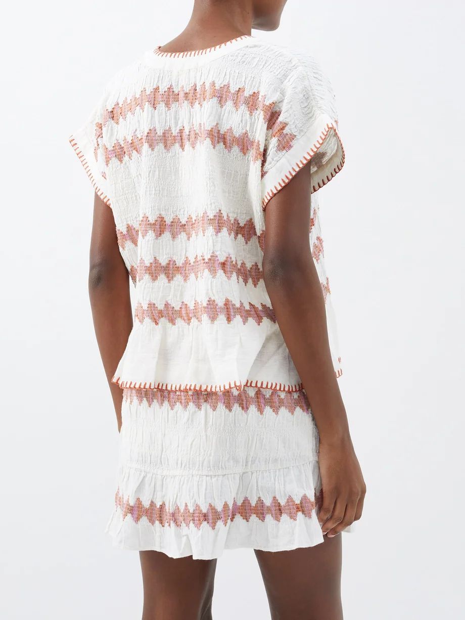 Hera embroidered cotton-linen blouse | Matches (UK)
