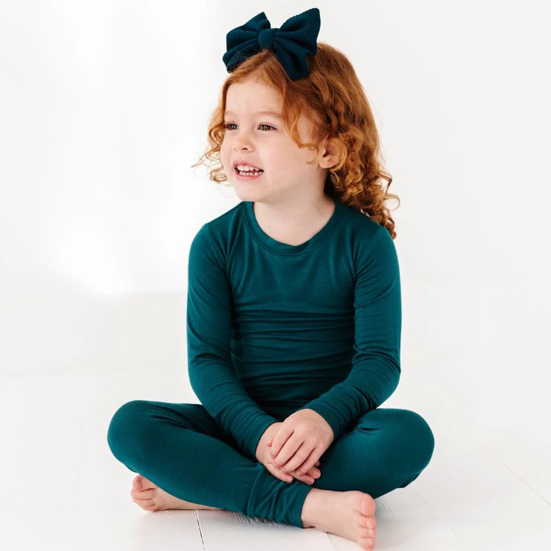 Deep Teal Two-Piece Pajama Set | Bums & Roses