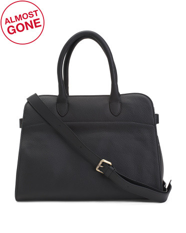 Made In Italy Leather Satchel Side Buckle With Top Zipper | TJ Maxx