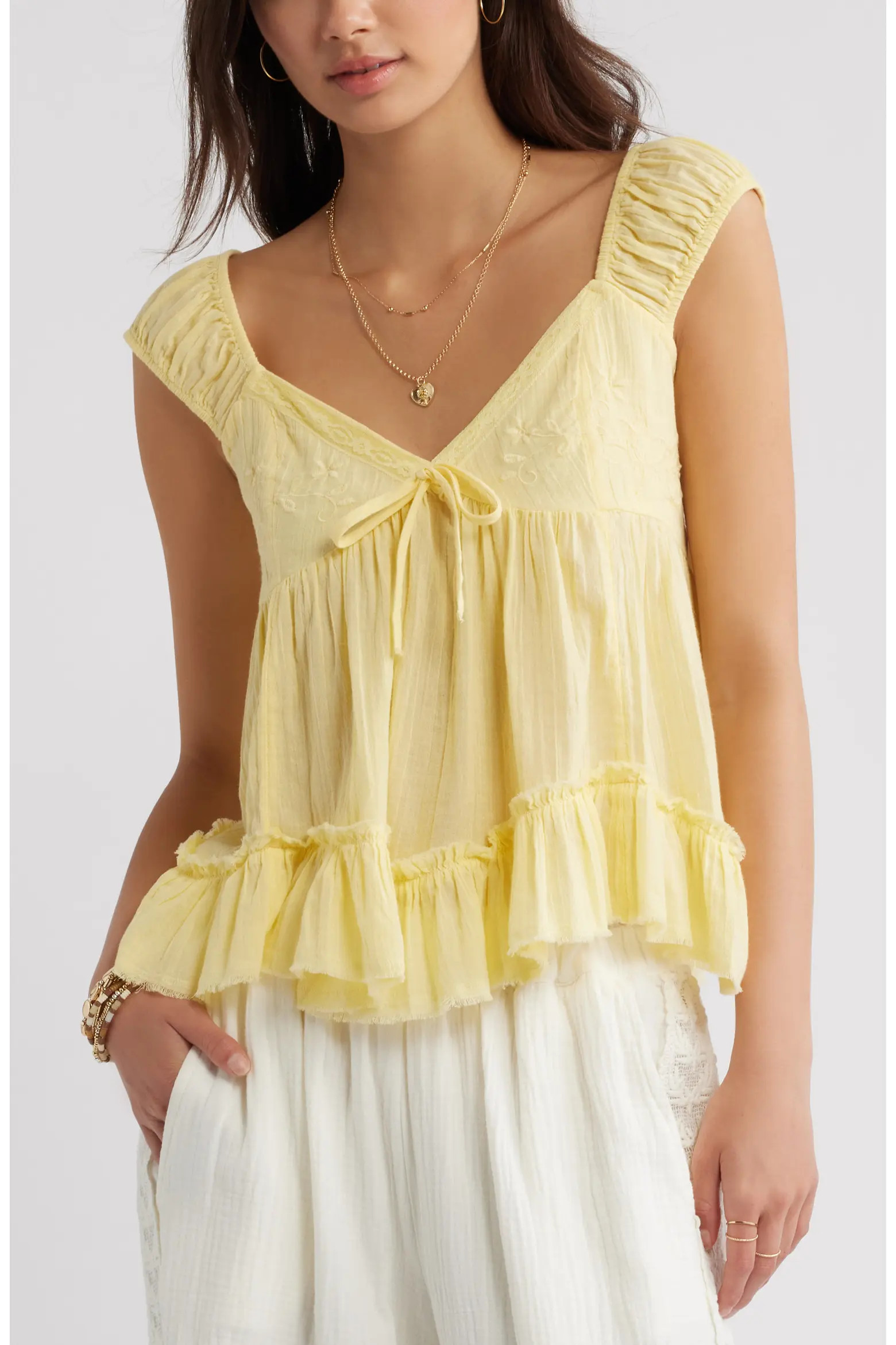 Cap Sleeve Cotton Babydoll Top (Women) | Nordstrom | Nordstrom