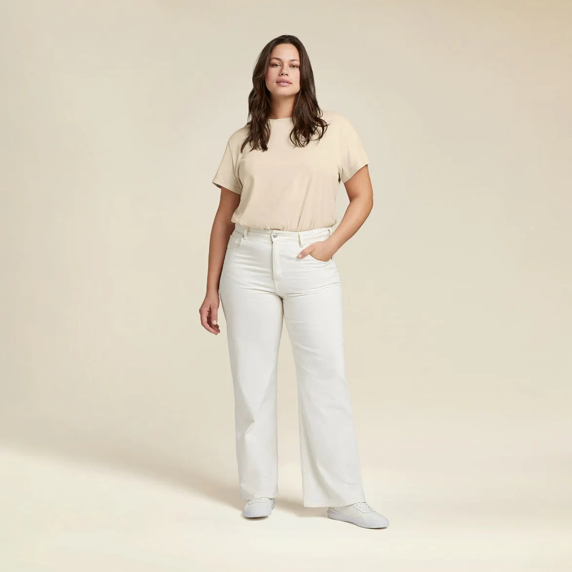 Women's Everyday T-Shirt Bodysuit | Bone - nuuds | nuuds