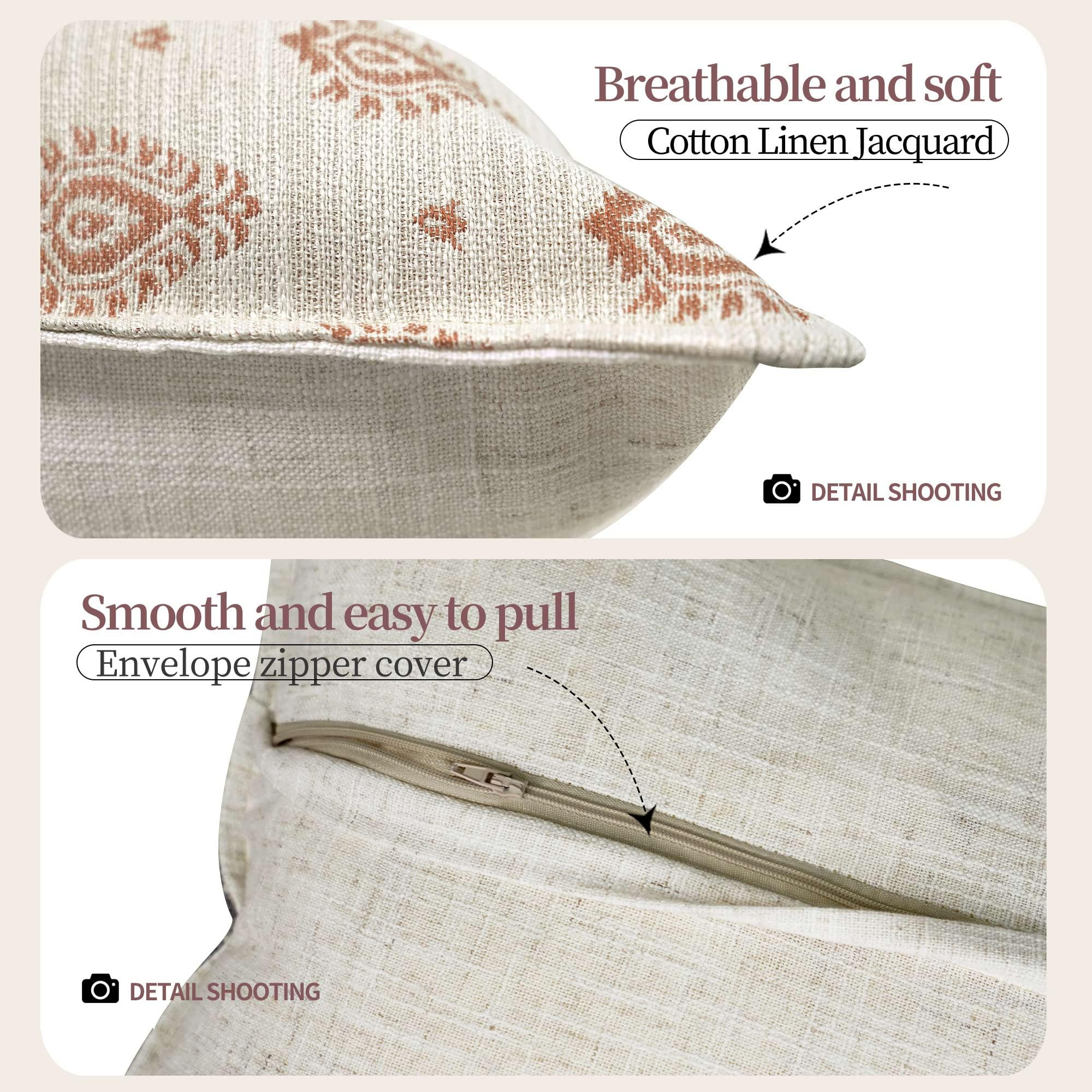 Pack of 2 Decorative Vintage Burlap Linen Throw Pillow Covers Modern Farmhouse Pillowcase Beige P... | Amazon (US)