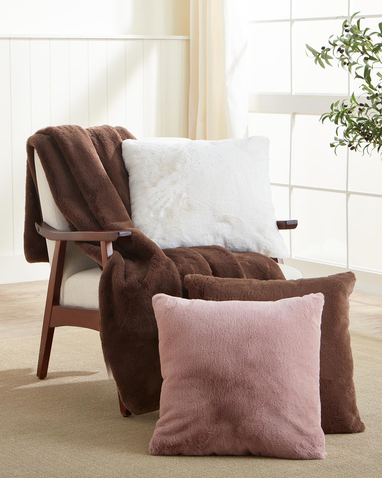 Splendid - Riley Faux Fur Throw Pillow - Quartz | Splendid