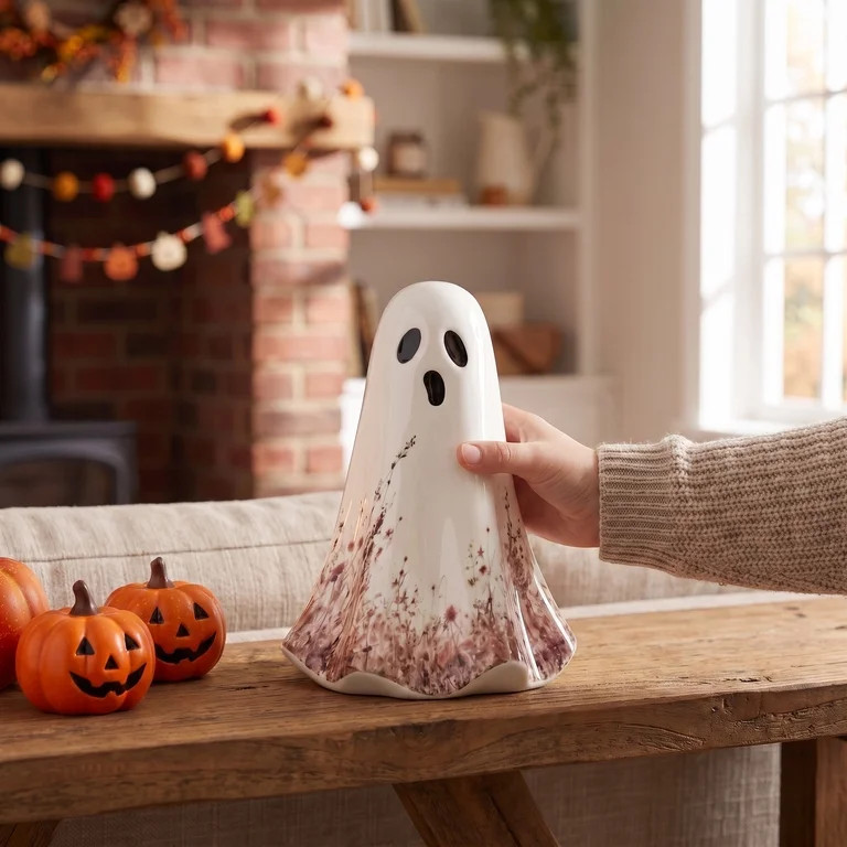 Ceramic Wildflower Ghost Decoration, White, 8.25", Halloween by Way To Celebrate | Walmart (US)
