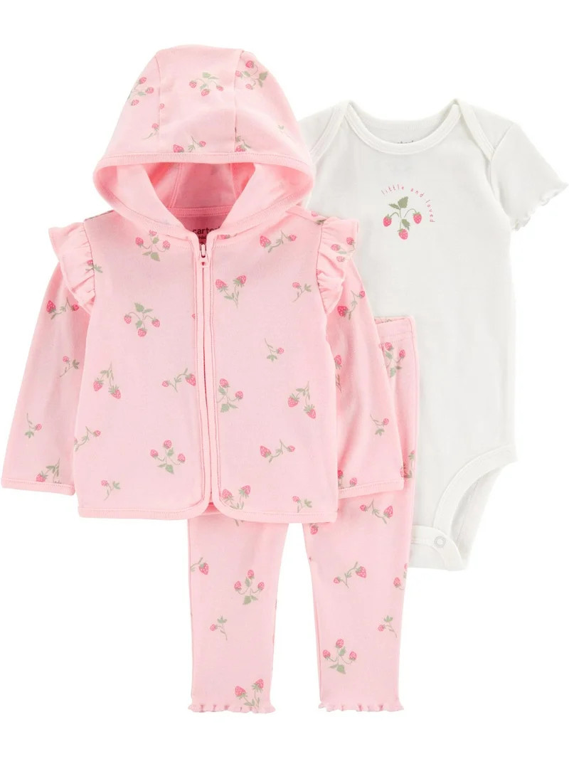 Carter's Child of Mine Baby Girl Cardigan Outfit Set, 3-Piece Sizes,Preemie-24 Months | Walmart (US)