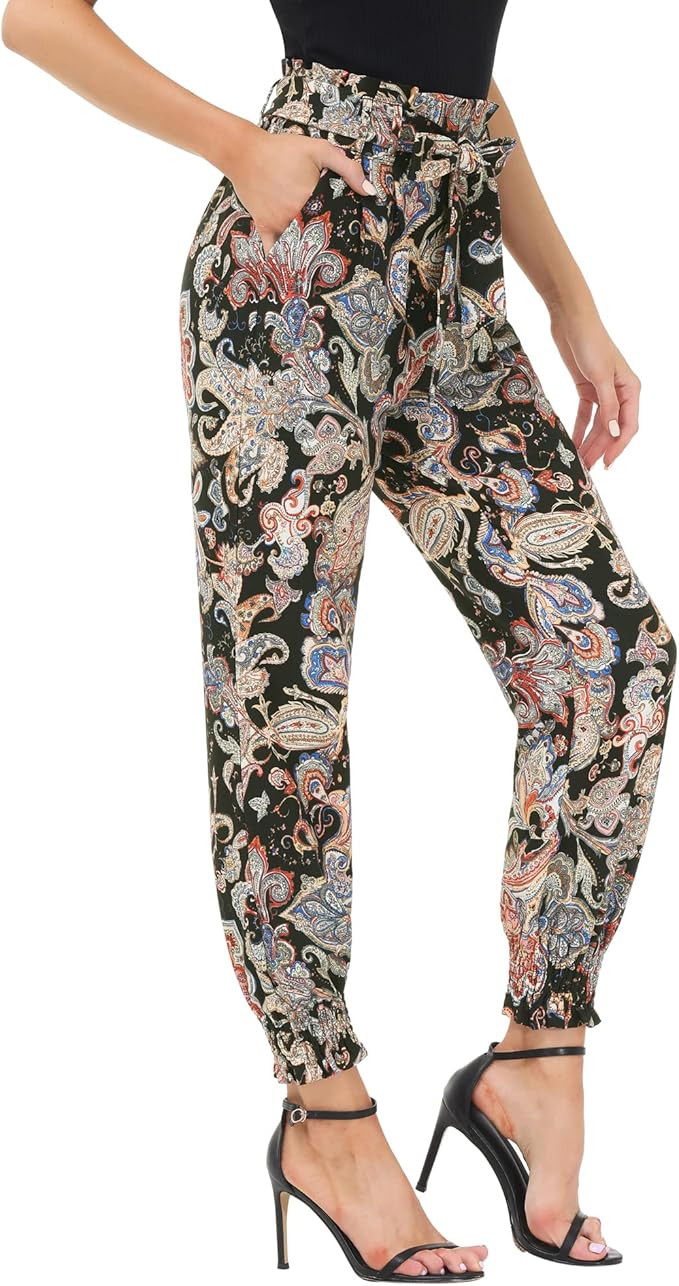 GRACE KARIN Womens Casual Pants Self Tie Bow-Knot Ankle Length Pencil Pants with Pockets | Amazon (US)