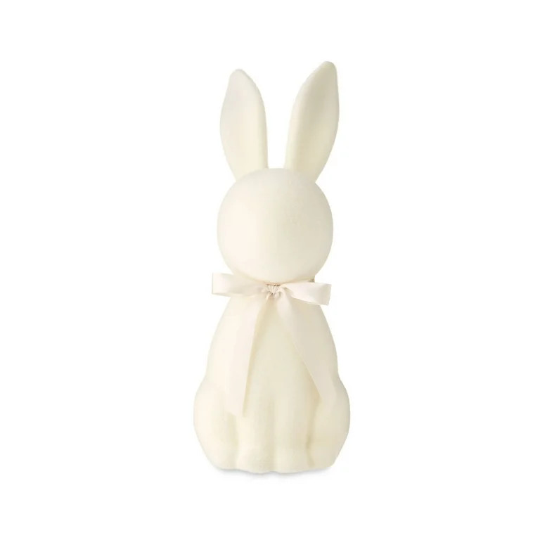 Easter Flocked Cream Bunny Decor, 16 in, by Way To Celebrate | Walmart (US)