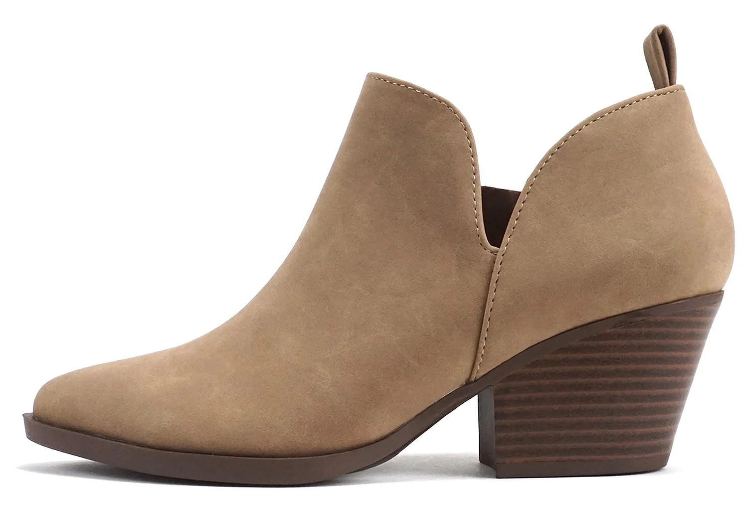 Soda Women Ankle Boots Side Zipper Booties V Cut Pointed Toe Low Heel SECTORY-S Tan Brown Latte N... | Walmart (US)