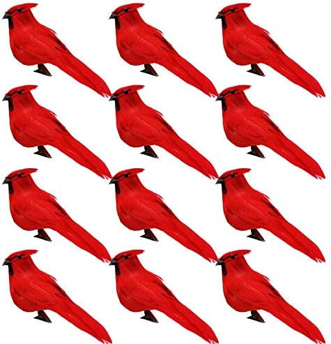 12 PCS Artificial Red Cardinal Birds with Clip-5.0 Inch Christmas Cardinal Birds Clip for Christm... | Amazon (US)