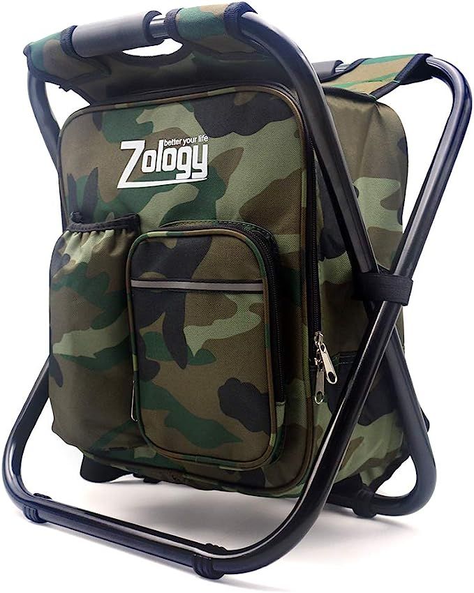 Zology Folding Camping Chair Stool Backpack with Cooler Insulated Picnic Bag, Hiking Camouflage S... | Amazon (US)